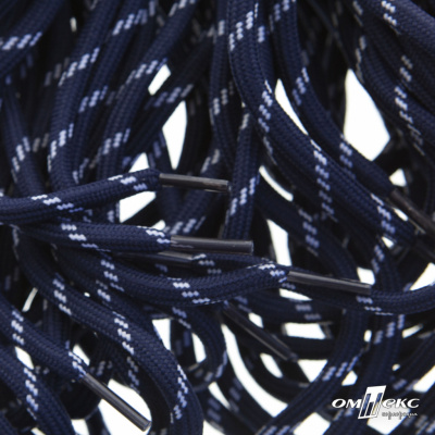 Шнурки #107-19, круглые 130 см, двухцветные цв.тём.синий/белый - купить в Чебоксарах. Цена: 22.14 руб.