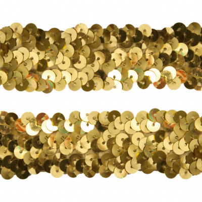 Тесьма с пайетками D16, шир. 30 мм/уп. 25+/-1 м, цвет золото - купить в Чебоксарах. Цена: 1 098.48 руб.