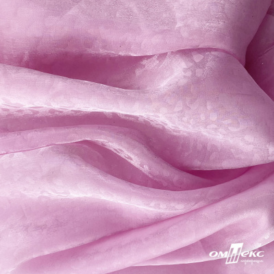 Плательная органза вытравка,100% полиэстр, шир. 150 см, #606 цв.-розовый - купить в Чебоксарах. Цена 380.73 руб.