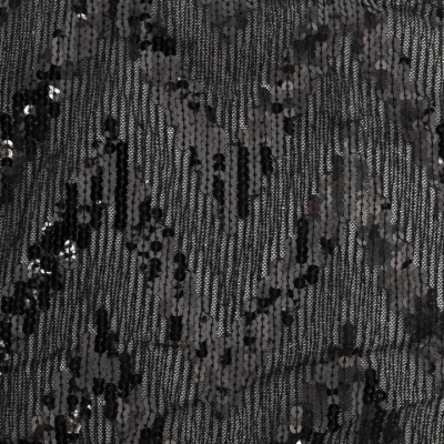 Трикотажное полотно с пайетками, шир.130 см, #311-бахрома чёрная - купить в Чебоксарах. Цена 1 183.35 руб.