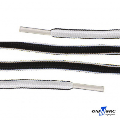 Шнурки #4-27, круглые 130 см, двухцветные (черно/белый) - купить в Чебоксарах. Цена: 47.04 руб.