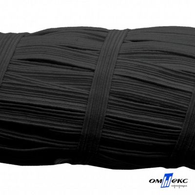 Резиновые нити с текстильным покрытием, шир. 6 мм (55 м/уп), цв.-черный - купить в Чебоксарах. Цена: 210.75 руб.