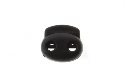 8049ТН Фиксатор пластиковый двухдырочный, 23х20 мм, цвет чёрный - купить в Чебоксарах. Цена: 1.37 руб.