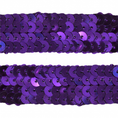 Тесьма с пайетками 12, шир. 20 мм/уп. 25+/-1 м, цвет фиолет - купить в Чебоксарах. Цена: 778.19 руб.