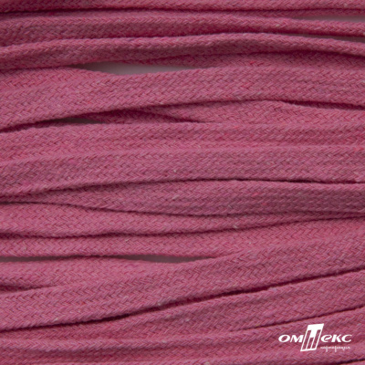 Шнур плетеный d-8 мм плоский, 70% хлопок 30% полиэстер, уп.85+/-1 м, цв.1029-розовый - купить в Чебоксарах. Цена: 735 руб.