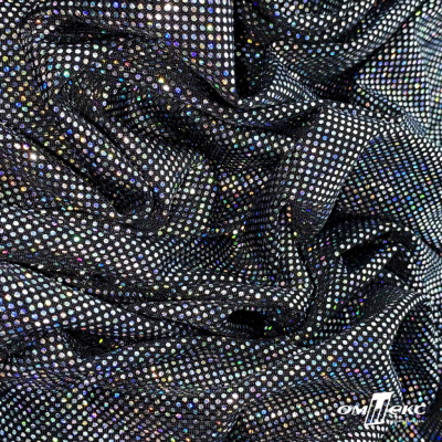 Трикотажное полотно голограмма, шир.140 см, #601-хамелеон чёрный - купить в Чебоксарах. Цена 452.76 руб.