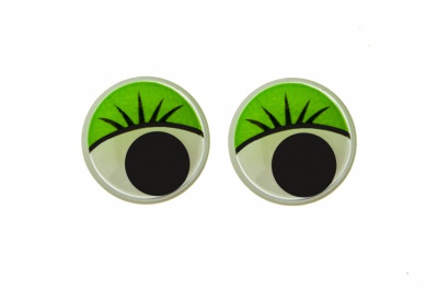 Глазки для игрушек, круглые, с бегающими зрачками, 15 мм/упак.50+/-2 шт, цв. -зеленый - купить в Чебоксарах. Цена: 113.01 руб.