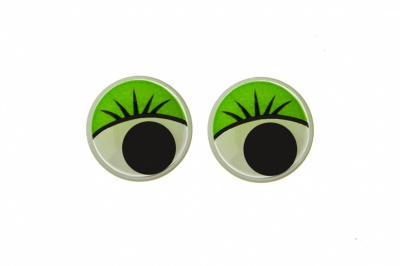 Глазки для игрушек, круглые, с бегающими зрачками, 12 мм/упак.50+/-2 шт, цв. -зеленый - купить в Чебоксарах. Цена: 95.04 руб.