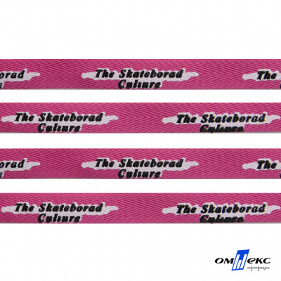 Тесьма отделочная (киперная) 10 мм, 100% хлопок,"THE SKATEBOARD CULIURE"(45 м) цв.121-26 -яр.розовый - купить в Чебоксарах. Цена: 850.62 руб.
