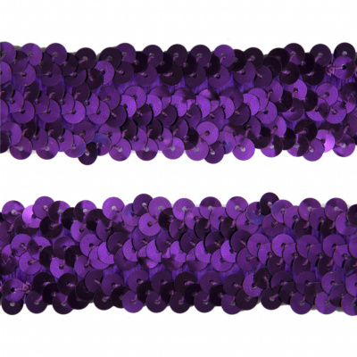 Тесьма с пайетками 12, шир. 30 мм/уп. 25+/-1 м, цвет фиолет - купить в Чебоксарах. Цена: 1 098.48 руб.