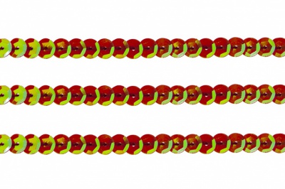 Пайетки "ОмТекс" на нитях, CREAM, 6 мм С / упак.73+/-1м, цв. 96 - красный - купить в Чебоксарах. Цена: 484.77 руб.