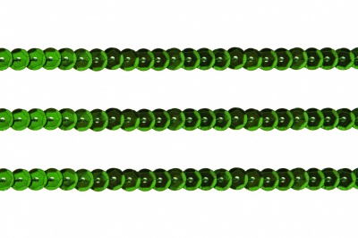 Пайетки "ОмТекс" на нитях, SILVER-BASE, 6 мм С / упак.73+/-1м, цв. 4 - зеленый - купить в Чебоксарах. Цена: 484.77 руб.
