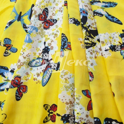Плательная ткань "Софи" 7.2, 75 гр/м2, шир.150 см, принт бабочки - купить в Чебоксарах. Цена 241.49 руб.
