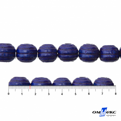 0309-Бусины деревянные "ОмТекс", 16 мм, упак.50+/-3шт, цв.006-синий - купить в Чебоксарах. Цена: 62.22 руб.
